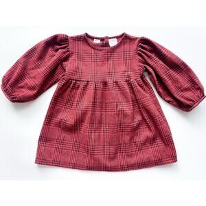 Toddler Girl's Zara Red and Black Plaid Long Sleeve Dress Size 2-3